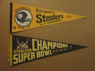 Nfl Pittsburgh Steelers Bowl Xiii & Sb Champions Ix X Xiii & Xiv Pennants