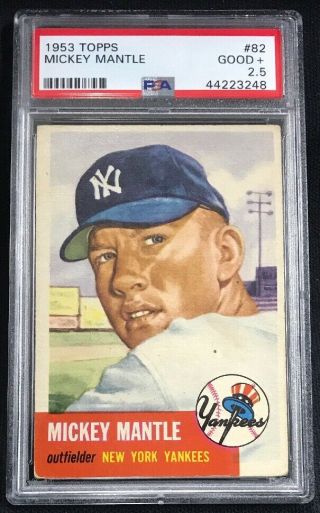 1953 Topps 82 Mickey Mantle Yankees Psa 2.  5 Good,