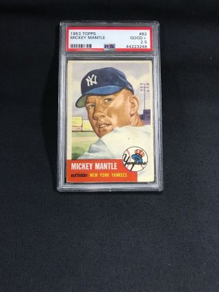 1953 Topps 82 Mickey Mantle Yankees PSA 2.  5 Good, 2