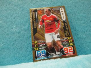 Match Attax Attack 15/16 2015/16 Le2 Wayne Rooney Gold Limited Edition