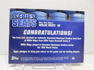 2004 Topps Series Seats Cleveland Municipal Stadium Willie Mays WOOD SEATS 2 2