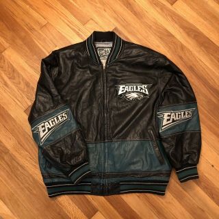 Philadelphia Eagles G - Iii Carl Banks Leather Jacket - Size Xxl