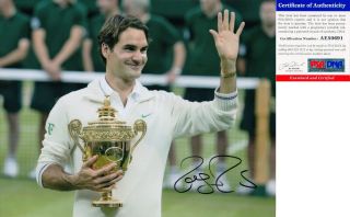 Roger Federer Signed 11x14 Photo Tennis Legend Psa/dna