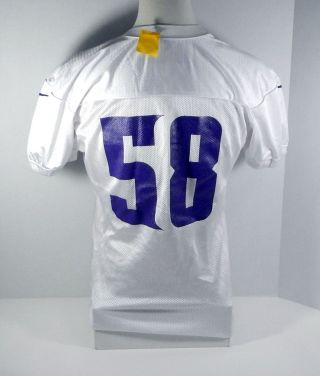2013 Minnesota Vikings 58 Game Issued White Practice Jersey