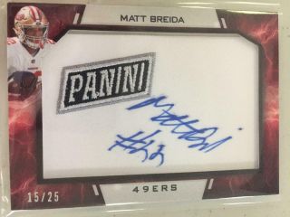 Matt Breida 2019 Panini The National Auto Autograph Jersey 49ers 15/25 C15