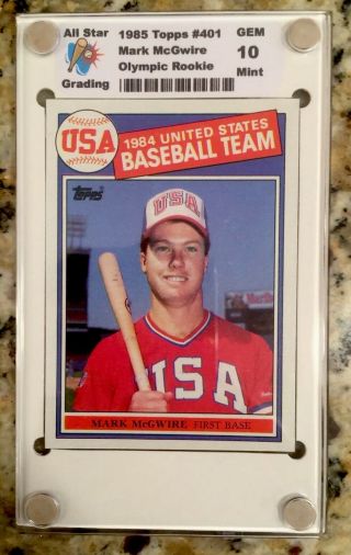 1985 Topps 401 Mark Mcgwire Olympic Rookie Graded Gem 10 Authentic Beuaty