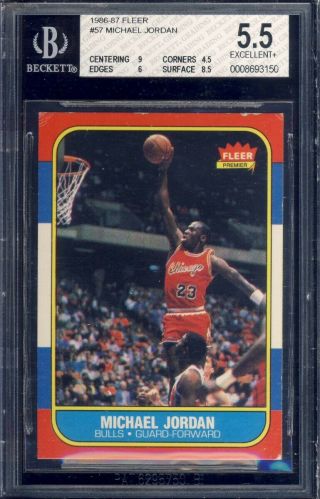 1986 Fleer Basketball 57 Michael Jordan Bgs 5.  5