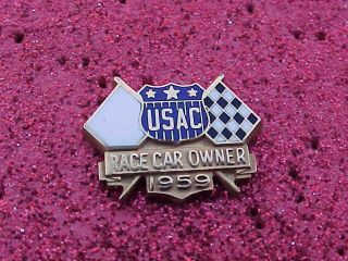 Usac 1959 Race Car Owner Press Media Pin Badge Indy Indianapolis 500