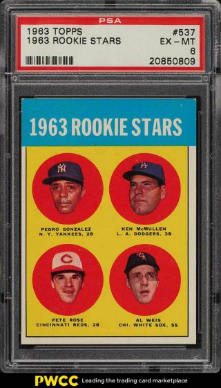 1963 Topps Pete Rose Rookie Rc 537 Psa 6 Exmt (pwcc)