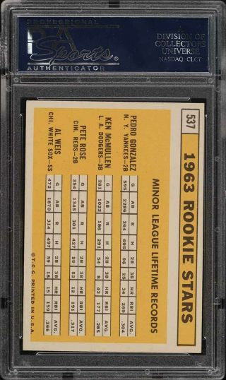 1963 Topps Pete Rose ROOKIE RC 537 PSA 6 EXMT (PWCC) 2