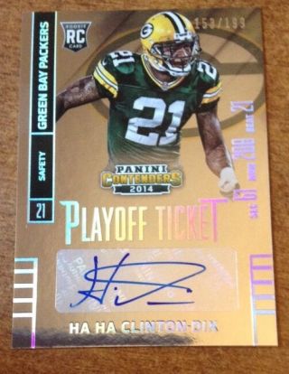 2014 Contenders Ha Ha Clinton - Dix Packers Rookie Playoff Ticket Auto Ed 153/199