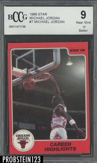 1986 Star Basketball 7 Michael Jordan Chicago Bulls Rc Rookie Hof Bccg 9