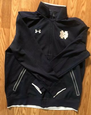 Notre Dame Football Team Issued Under Armour Full Zip Jacket Large 3