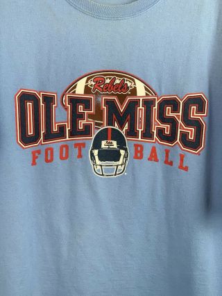 Vintage 1990’s Ole Miss Rebels Football T - shirt Size XL Extra Large Blue Shirt 2