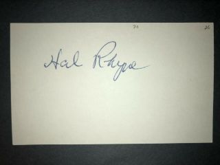 1926 Pirates: Hal Rhyne,  Signed 3x5 (jsc),  D.  1971