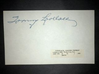 1922 Pirates: Tom Lovelace,  Signed 3x5 (jsc),  D.  1979