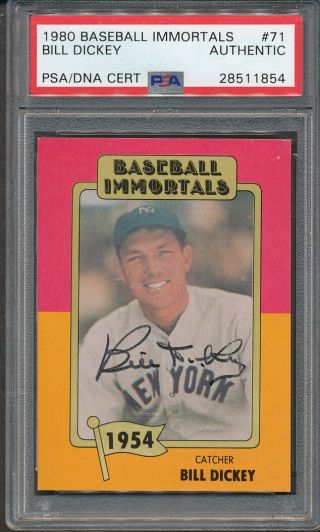 1980 Baseball Immortals 71 Bill Dickey Psa/dna Certified Authentic Signed 1854