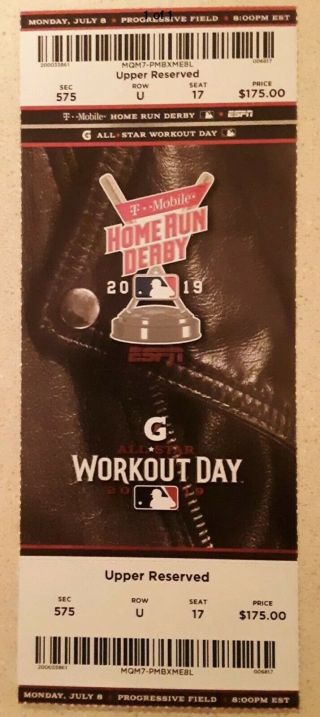 2019 Mlb All Star Home Run Derby Full Ticket Cleveland Pete Alonso Ny Mets Vlad
