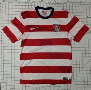 Nike 2012 Usmnt Usa Waldo Home Soccer Jersey Size Small Striped Red/white Patch