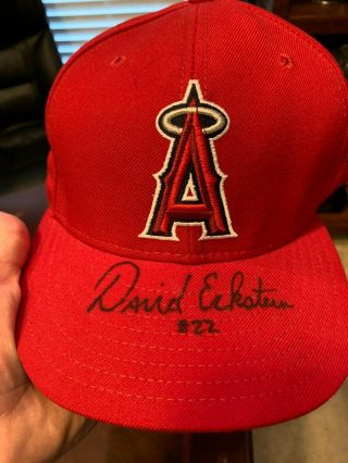 David Eckstein Autographed World Series 2002 Angels Hat World Series Mvp