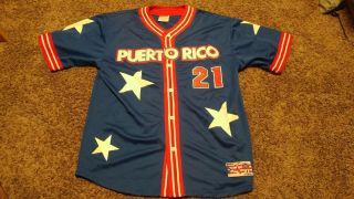 Roberto Clemente 21 Puerto Rico Mega Usa Baseball Sewn Jersey Sz Xl