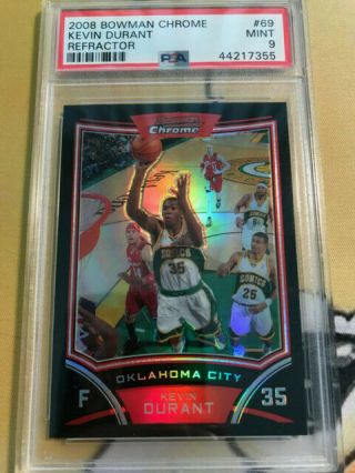 Kevin Durant 2008 - 09 Bowman Chrome 2nd Year Refractor /499 Psa 9