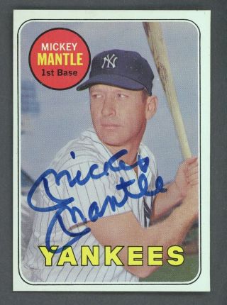 Mickey Mantle Hof Signed 1965 Topps 500 York Yankees Auto Autograph Jsa Loa