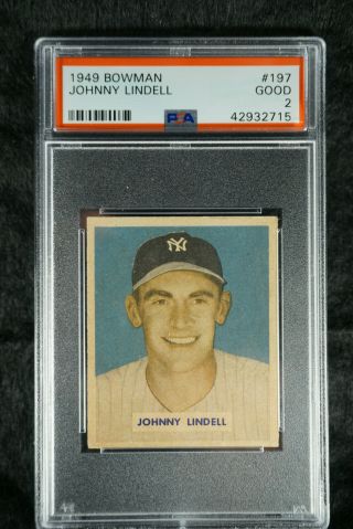 1949 Bowman Johnny Lindell 197 Baseball Card Psa 2 Good York Yankees