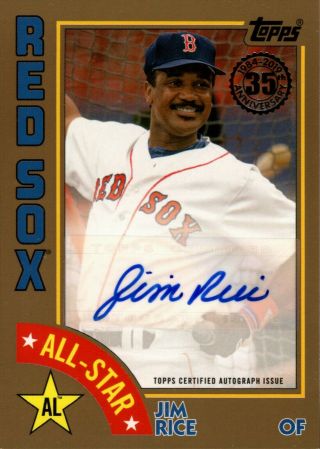 Jim Rice 2019 Topps Series 2 1984 All - Star Signed Auto Gold Sp 38/50 Red Sox