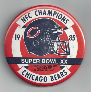 1985 Chicago Bears Bowl Xx Nfc Champs Button 3 1/2 " Walter Payton Fridge