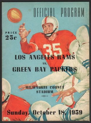 1959 Los Angeles Rams V Green Bay Packers Football Program Lombardi 1st Year