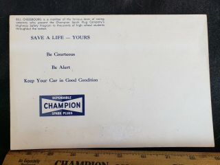 1961 Champion Spark Plug Bill Cheesbourg Indy 500 6X9 Postcard 3