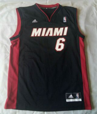Adidas Miami Heat Lebron James Nba Basketball Jersey Black Red Men’s Size: S