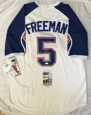 Freddie Freeman Signed Auto Atlanta Braves Throwback Jersey Jsa