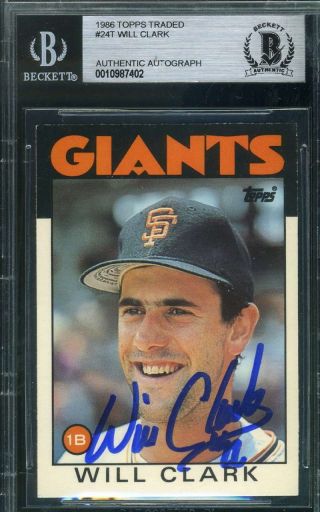 Will Clark Bas Beckett Autograph 1986 Topps Rookie Authentic Hand Signed