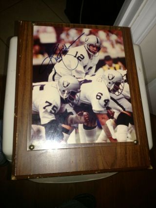 Ken " The Snake " Stabler Autographed 8x10 With Framed By Stacks Of Plaques