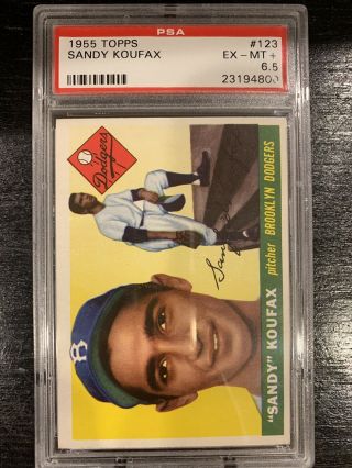 1955 Topps Baseball 123 Sandy Koufax Rookie Card Psa 6.  5 Ex - Mt,