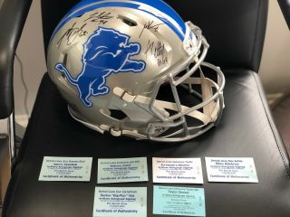 Detroit Lions Team Signed Auto Full - Size Speed Authentic Helmet Slay,  More