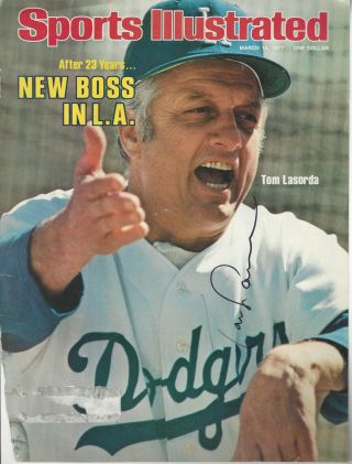 La Dodgers Tommy Lasorda Autographed 1977 Si Cover Page