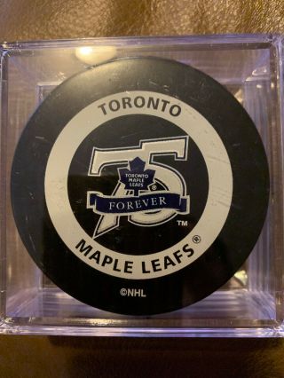 Toronto Maple Leafs 75 Seasons Nhl Official Game Puck Gary B Bettman Canada