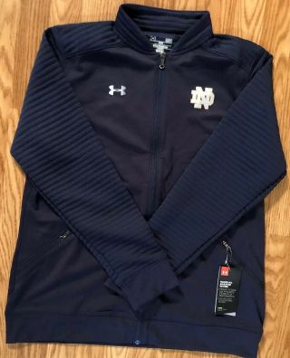 Notre Dame Football Team Issued Under Armour Full Zip Jacket Large Tags