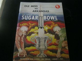 Ole Miss Vs Arkansas 29th Sugar Bowl Tulane Sugar Bowl Stadium 1963