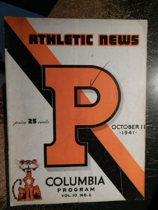 1941 Princeton Tigers Vs Columbia Lions Ivy League College Football Program