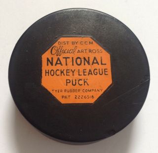 1960s Art Ross Tyer/ccm Official Nhl Game - Puck With Double - Sided Logos