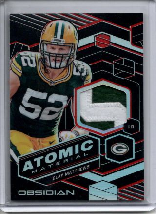 Clay Matthews Logo Patch /5 2018 Panini Obsidian Atomic Materials Ruby Red Sp
