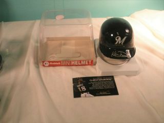 Mlb Milwaukee Brewers Khris Davis Hand Signed,  Autograph Riddell Helmet With