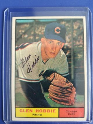 Glen Hobbie Chicago Cubs 1961 Topps Autographed Baseball Card