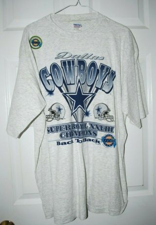 Vtg 1994 Dallas Cowboys Bowl 28 Champions Nfl T - Shirt Sz Xl Gray