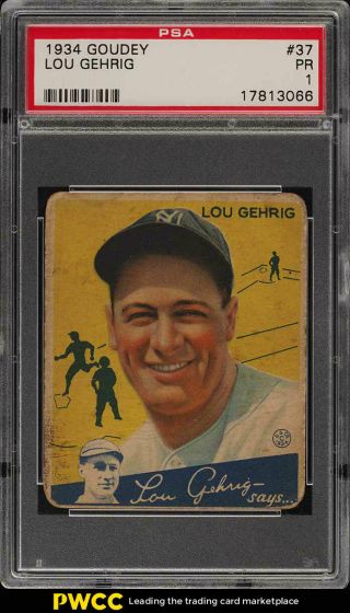 1934 Goudey Lou Gehrig 37 Psa 1 Pr (pwcc)
