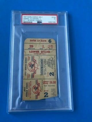 1947 World Series Ticket Stub Game 2 Psa Graded 1